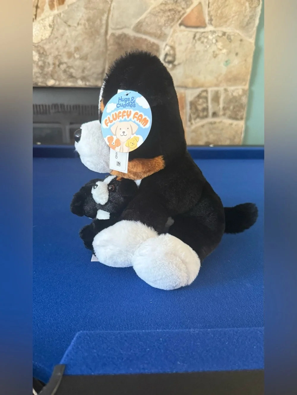 Black & White Plush Dog with Puppy